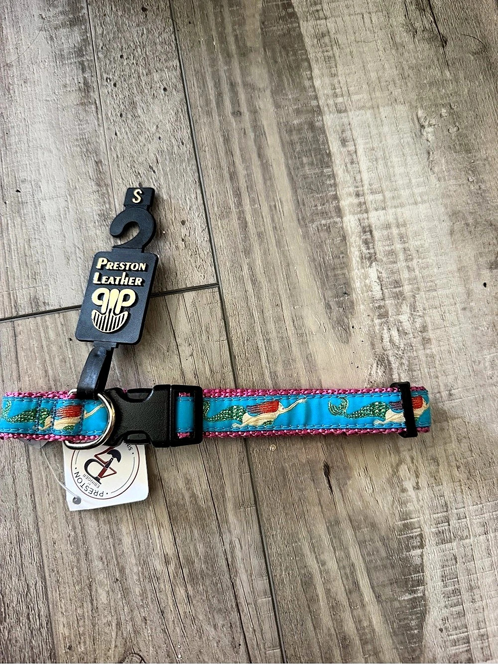 Preston Mermaid Dog Collar Blue & Pink Sm NWT